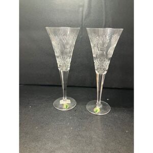 Waterford Prosperity Millennium Crystal Champagne‎ Flutes, Toasting Flutes Pair